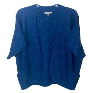 Neiman Marcus Blue/Black 100% Cashmere Cardigan, Size Medium